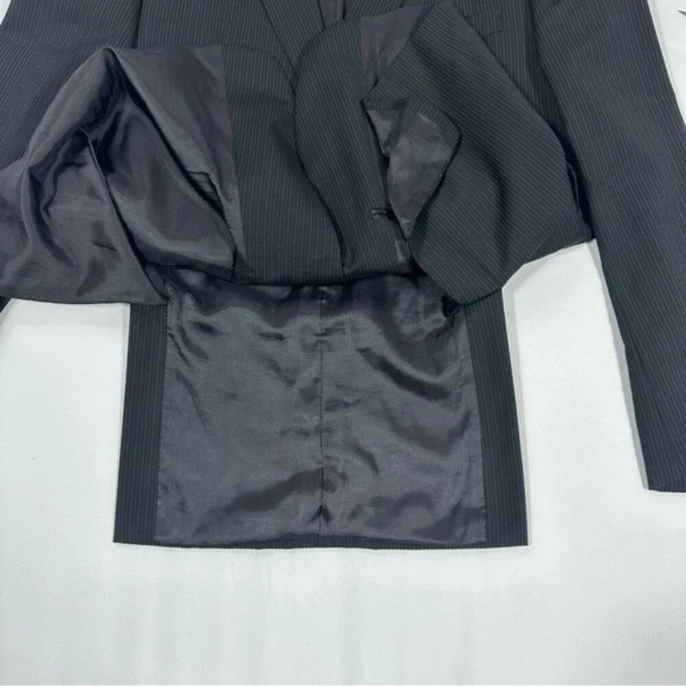 Lauren Ralph Lauren Mens Suit Size 44R 100% Wool Black Striped Jacket Blazer